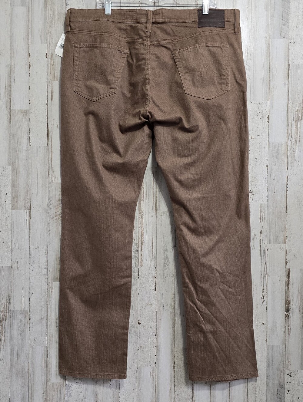 AG Adriano Goldschmied Brown Everett SUD Sueded Sateen Slim Straight Pants 40x32 - Picture 3 of 7